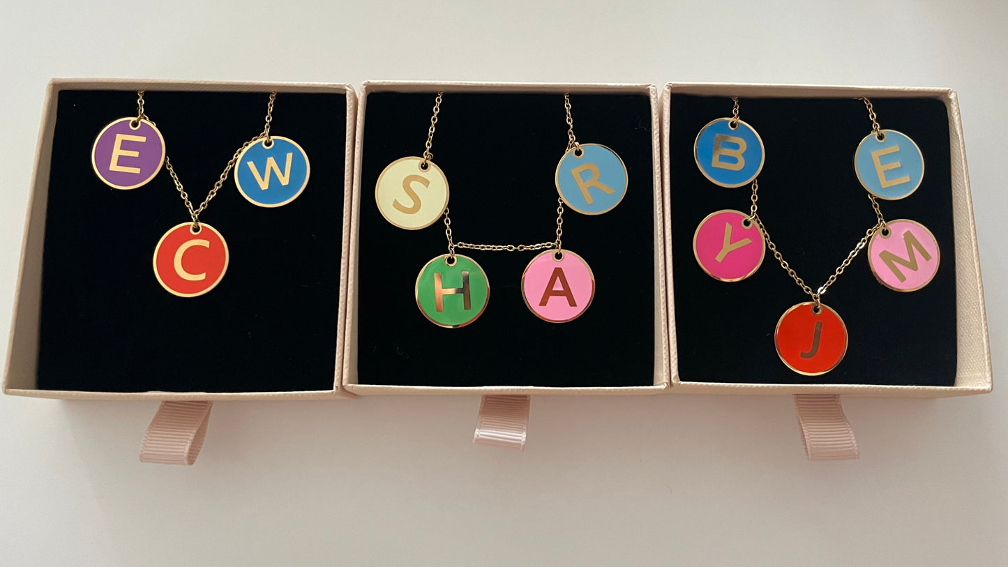 Initial color necklace